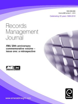 cover image of Records Management Journal, Volume 20, Issue 1